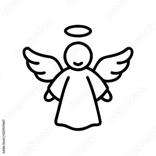 Outline icon of an angel for Easter concept
