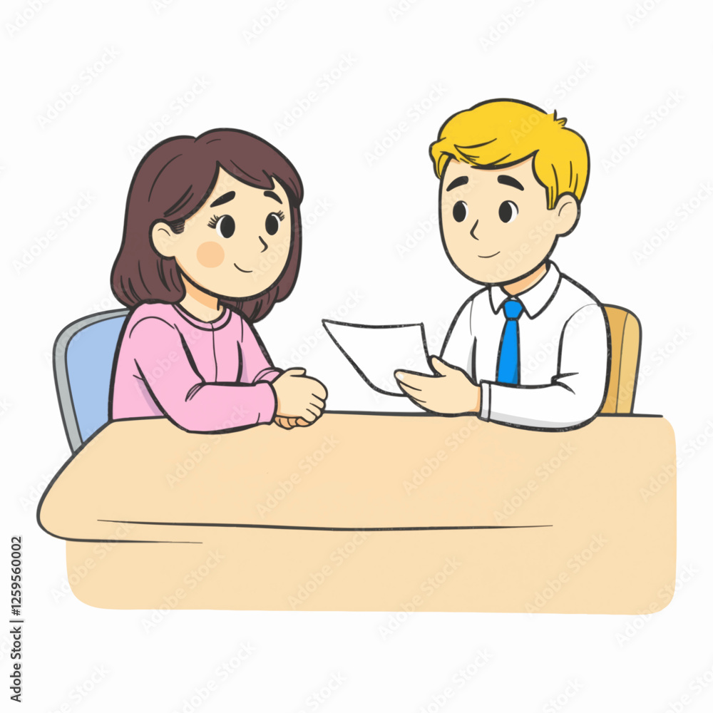 Illustration of Figure Character in interview. Illustration of Figure Character in interview.