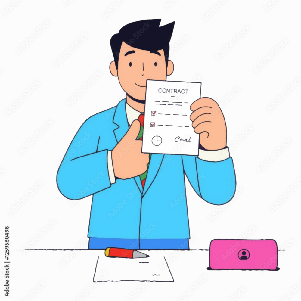 Illustration of Figure Character closing deal. Illustration of Figure Character closing deal.