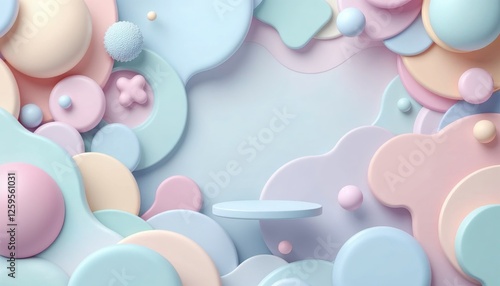 Wallpaper Mural Pastel Dreamscape A Delicate 3D Rendering for Product Presentation Torontodigital.ca