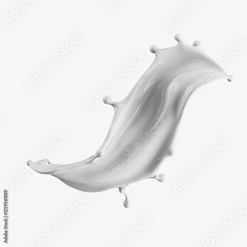 3D Render of a Milk Liquid Splash in Motion