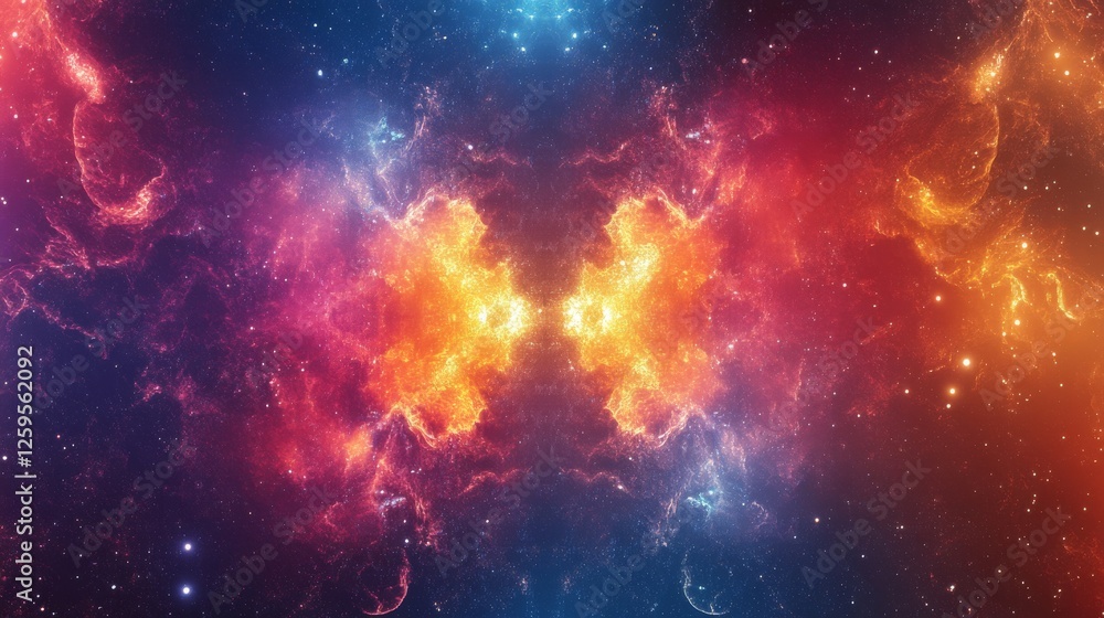 Fototapeta premium Abstract cosmic glow radiance background. Featuring cosmic glow radiance and bright colors. Emphasizing depth and luminous patterns. Ideal for space and artistic themes.