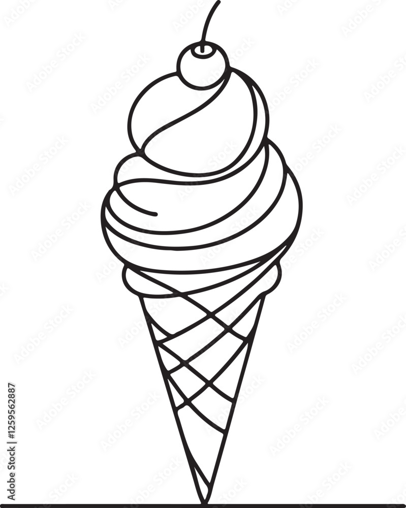 Simple Line Drawing of Ice Cream Cone Simple Line Drawing of Ice Cream Cone