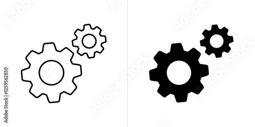 Setting line and solid web icon set. Vector illustration