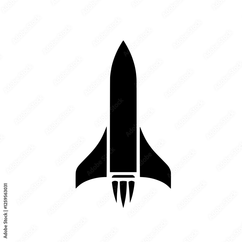 Rocket Launch Icon: A bold, black and white silhouette of a rocket taking off, symbolizing ambition, progress, and the pursuit of new frontiers. Its simple. Rocket Launch Icon: A bold, black and white silhouette of a rocket taking off, symbolizing ambition, progress, and the pursuit of new frontiers. Its simple.