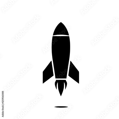 Rocket Takeoff:  A simple yet powerful icon depicting a black silhouette of a rocket taking off, symbolizing innovation, ambition, and the pursuit of dreams. 