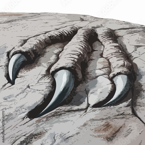 Fossilized dinosaur claws in rock vector image illustration