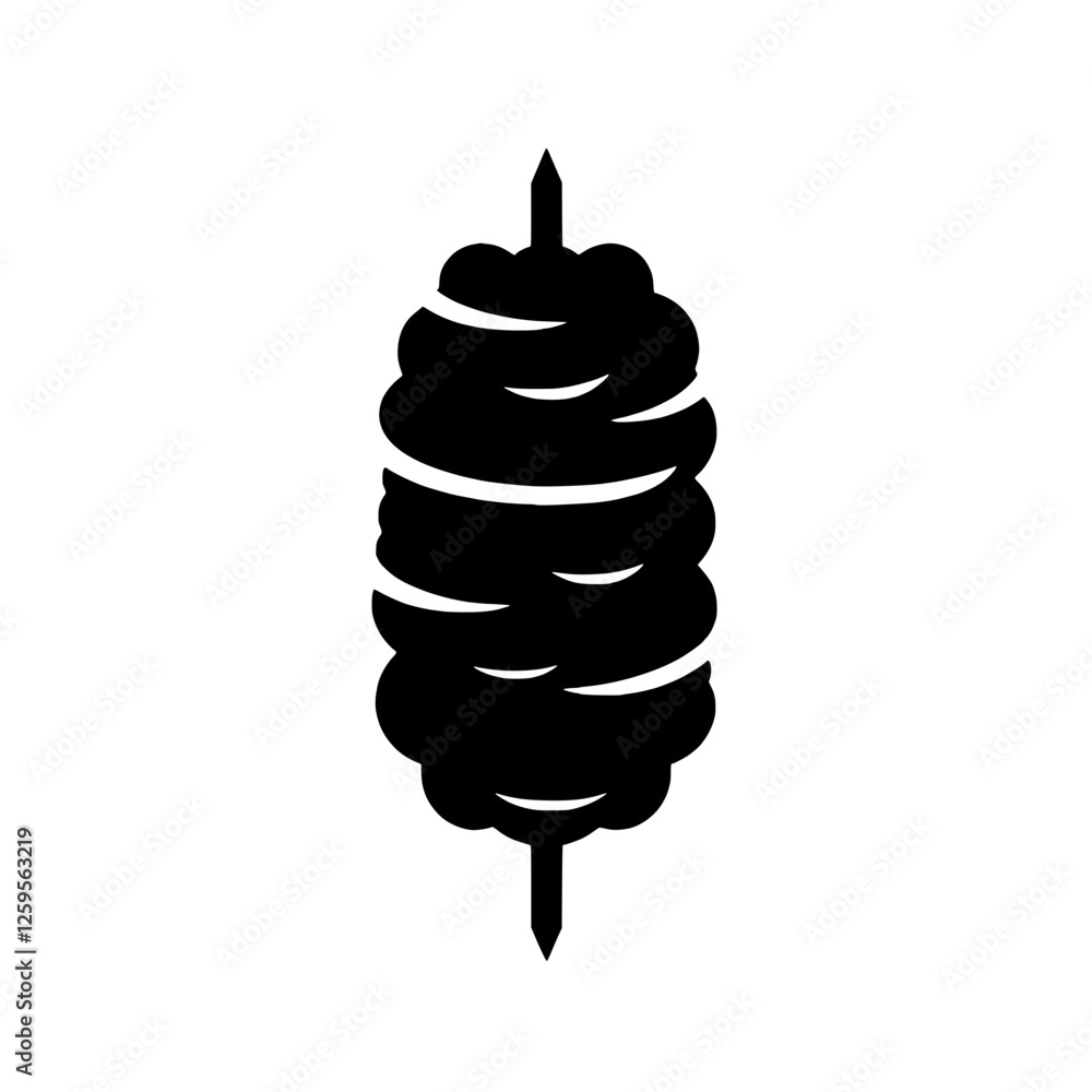 Lamb Kebab Icon: A simple yet evocative icon of a delicious lamb kebab, expertly crafted in a black silhouette style, perfect for menus, recipe websites, or culinary-themed projects. Lamb Kebab Icon: A simple yet evocative icon of a delicious lamb kebab, expertly crafted in a black silhouette style, perfect for menus, recipe websites, or culinary-themed projects.