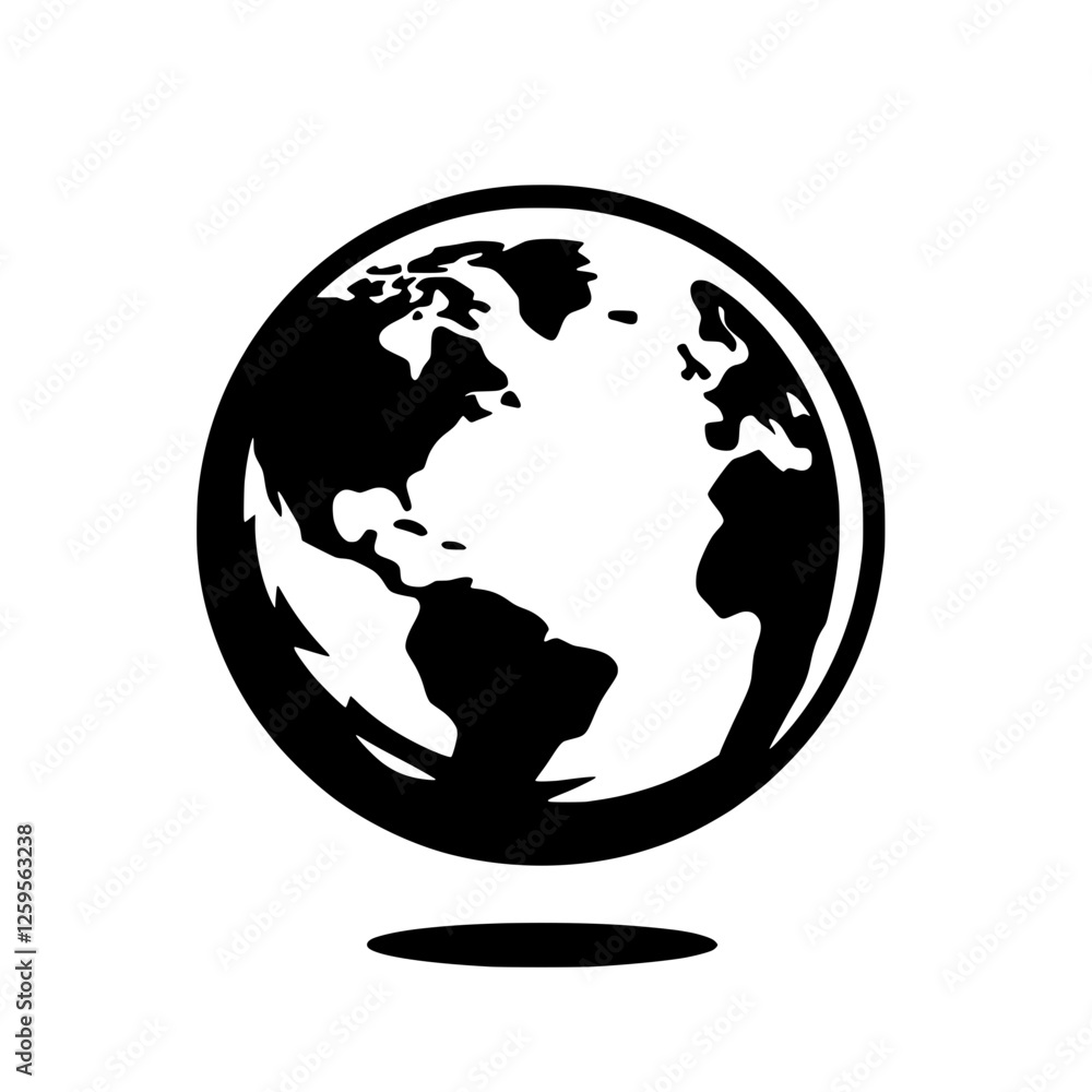 Global Icon: A simple yet powerful graphic depicting the Earth in a minimalist black and white style, symbolizing global connection, international relations, and environmental awareness. Global Icon: A simple yet powerful graphic depicting the Earth in a minimalist black and white style, symbolizing global connection, international relations, and environmental awareness.