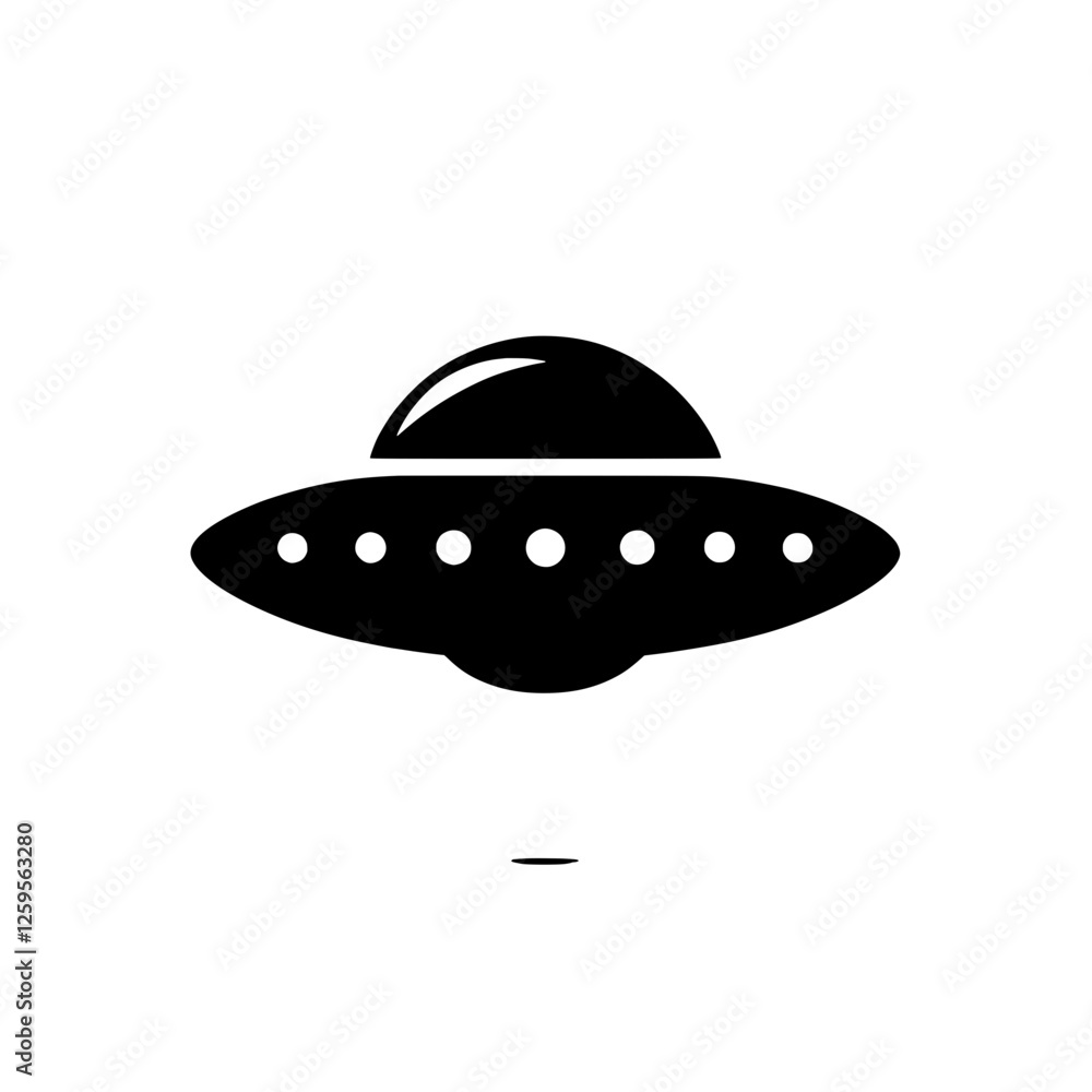 UFO Icon: A sleek, minimalist black-and-white icon depicting a classic UFO, ideal for graphic design, website design, or any project requiring a simple yet impactful visual of extraterrestrial travel. UFO Icon: A sleek, minimalist black-and-white icon depicting a classic UFO, ideal for graphic design, website design, or any project requiring a simple yet impactful visual of extraterrestrial travel.