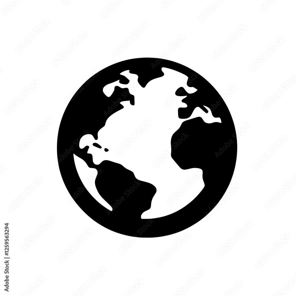 Global Icon: A simple yet powerful black and white illustration of the Earth, symbolizing global connectivity, international relations, and worldwide reach. Global Icon: A simple yet powerful black and white illustration of the Earth, symbolizing global connectivity, international relations, and worldwide reach.