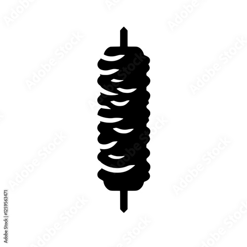 Gyro Meat on Skewer: A simple yet delicious illustration of gyro meat stacked neatly on a skewer, ready to be cooked and enjoyed. This bold black and white graphic is perfect for menus, food blogs.