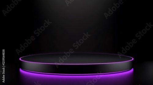 Wallpaper Mural Purple-lit round stage, dark background, product display Torontodigital.ca