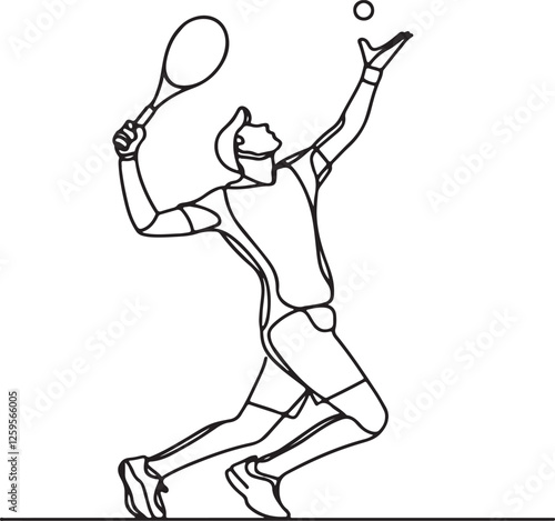 Tennis Serve Line Drawing Elegant Motion in Art