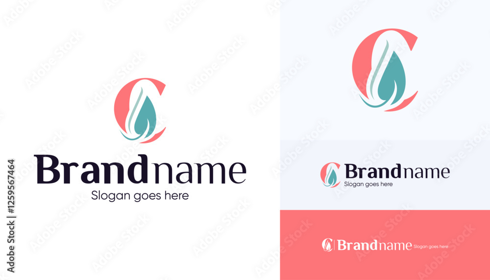 Fototapeta premium Letter C logo combination with leaf icon, Symbol usable used for growing Business, Skin care, Boutique, Identity, Beauty salon, Fashion, Jewelry, Hotel, Beauty products, Spa, etc. Feminine style logo