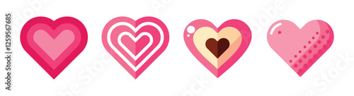 set of hearts with different colors