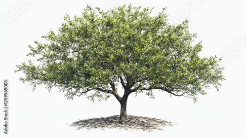 A lush green tree with a sturdy trunk and abundant foliage, symbolizing life, growth, and nature's beauty.
