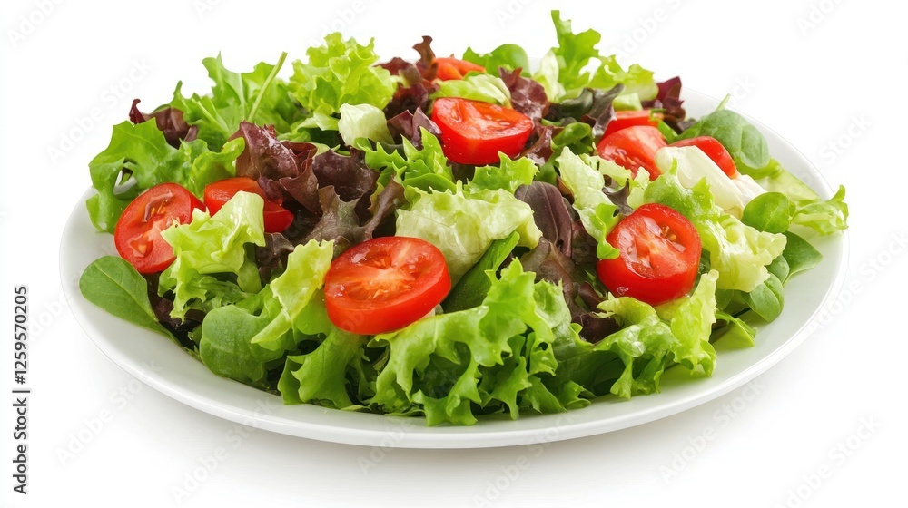 Fresh salad with cherry tomatoes on a white plate Fresh salad with cherry tomatoes on a white plate