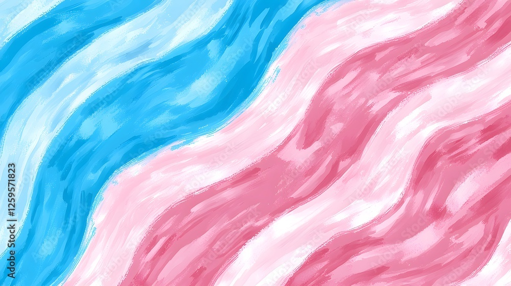 Obraz premium Abstract Wave Pattern with Blue and Pink Brush Strokes and Texture
