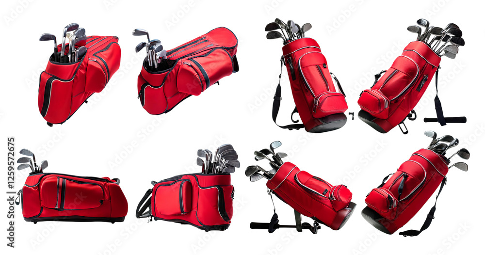 custom made wallpaper toronto digitalCollection of Red Golf Bags with Clubs for Sports Enthusiasts, isolated on transparent background