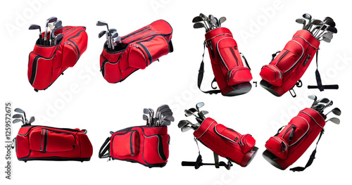 Wallpaper Mural Collection of Red Golf Bags with Clubs for Sports Enthusiasts, isolated on transparent background Torontodigital.ca