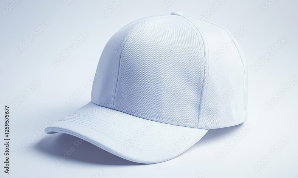 White baseball cap, studio shot, plain background, apparel mockup White baseball cap, studio shot, plain background, apparel mockup