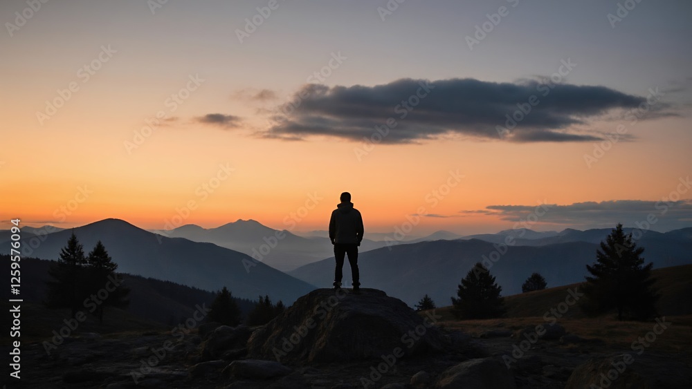 Sunrise mountain silhouette Sunrise mountain silhouette