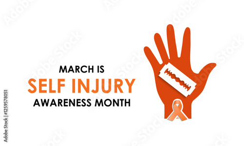 Self-Injury Awareness Month (SIAM) is observed every March to raise awareness and reduce stigma about self-harm. Design for banner, cards, prints, social media, poster, flyer and background design.