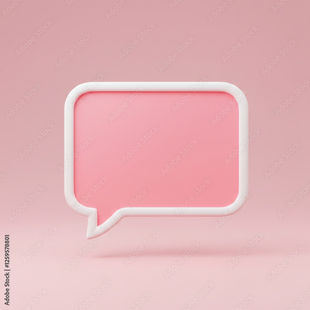Pink Speech Bubble with White Border on Pink Background Graphic Pink Speech Bubble with White Border on Pink Background Graphic