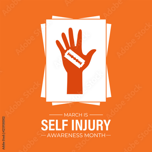 Self-Injury Awareness Month (SIAM) is observed every March to raise awareness and reduce stigma about self-harm. Design for banner, cards, prints, social media, poster, flyer and background design.