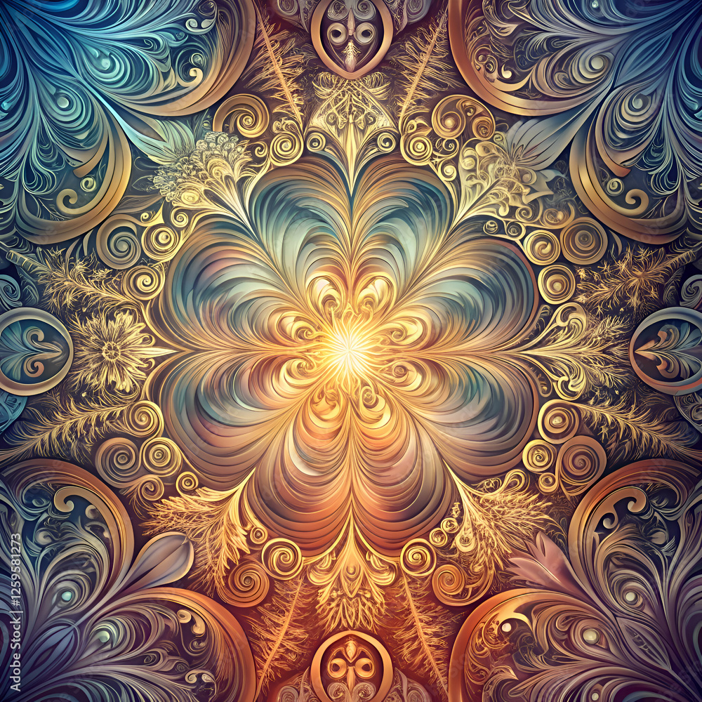 Intricate Golden Floral Pattern. Abstract Art Design Intricate Golden Floral Pattern. Abstract Art Design