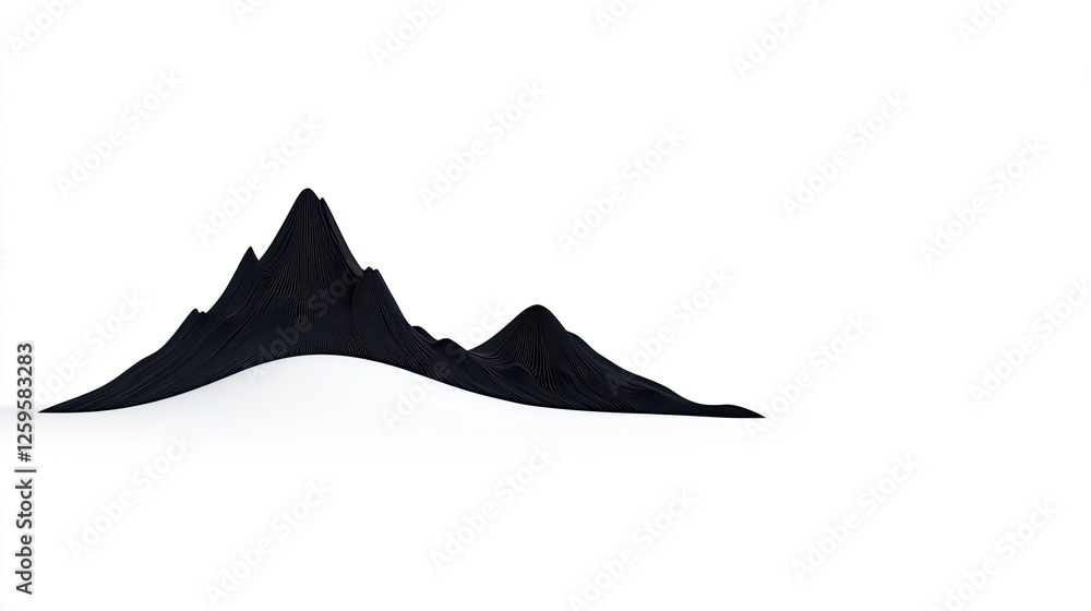 Abstract mountain silhouette against a minimalist white background, evoking tranquility and simplicity Abstract mountain silhouette against a minimalist white background, evoking tranquility and simplicity