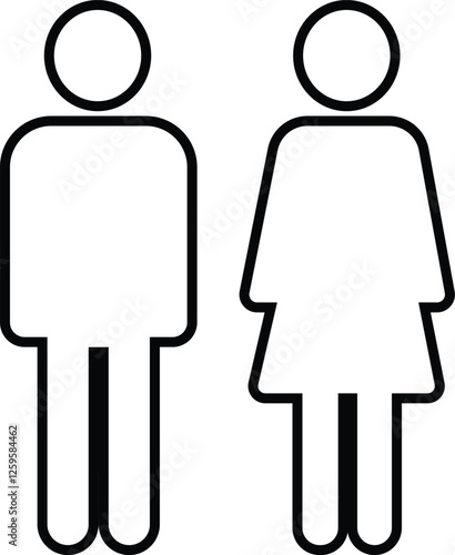 Restroom icon line set Woman, man public toilet vector for apps or web female and male hygiene washrooms symbol ladies and gentlemen WC bathroom UI icon doorplate isolated on transparent background
