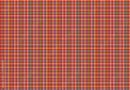Red and white checkered plaid tablecloth with seamless fabric texture