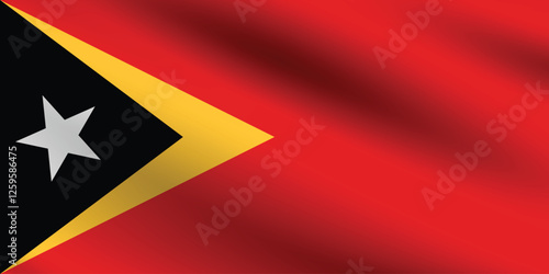 Flag of East Timor. East Timor flag official size and color standards digital vector illustration. Waving flag.