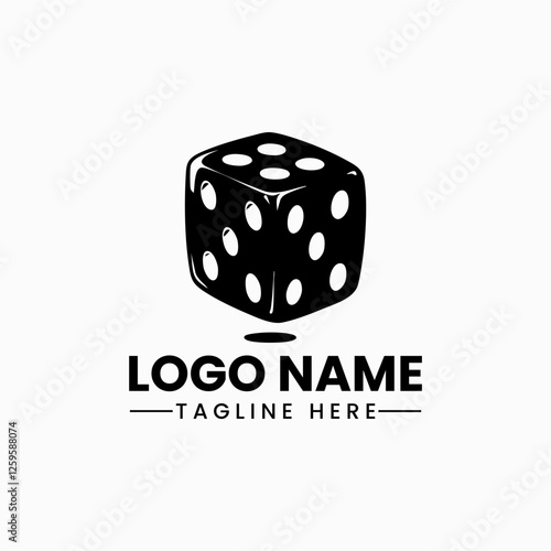 Dice vector logo icon line art vector Dice on black logo icon vector