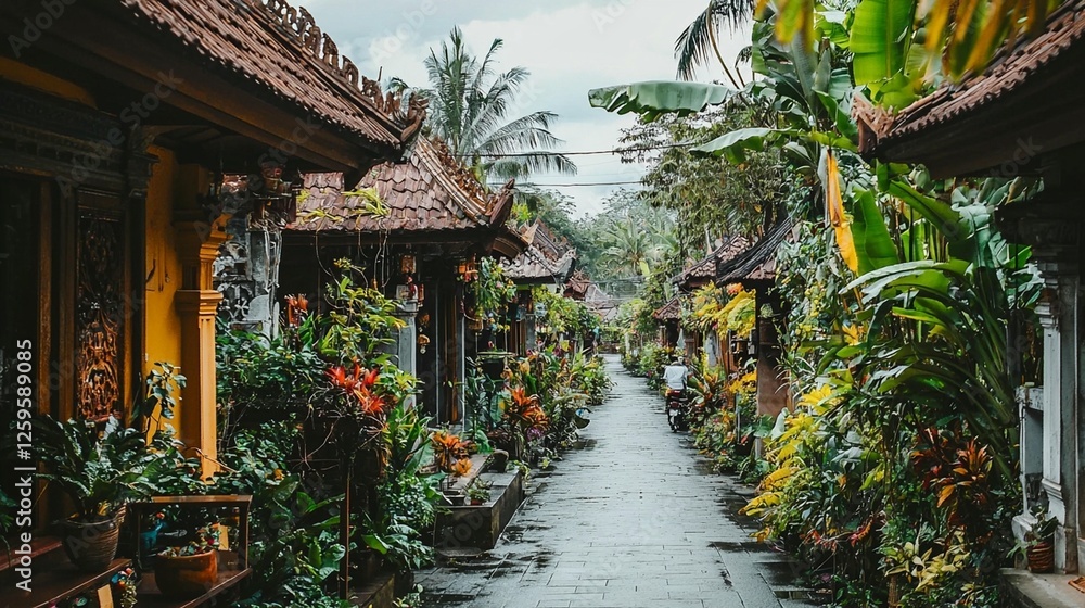 Obraz premium Lush Tropical Alleyway