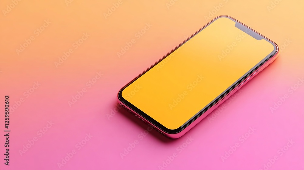 Pink Smartphone Mockup on Gradient Background Pink Smartphone Mockup on Gradient Background