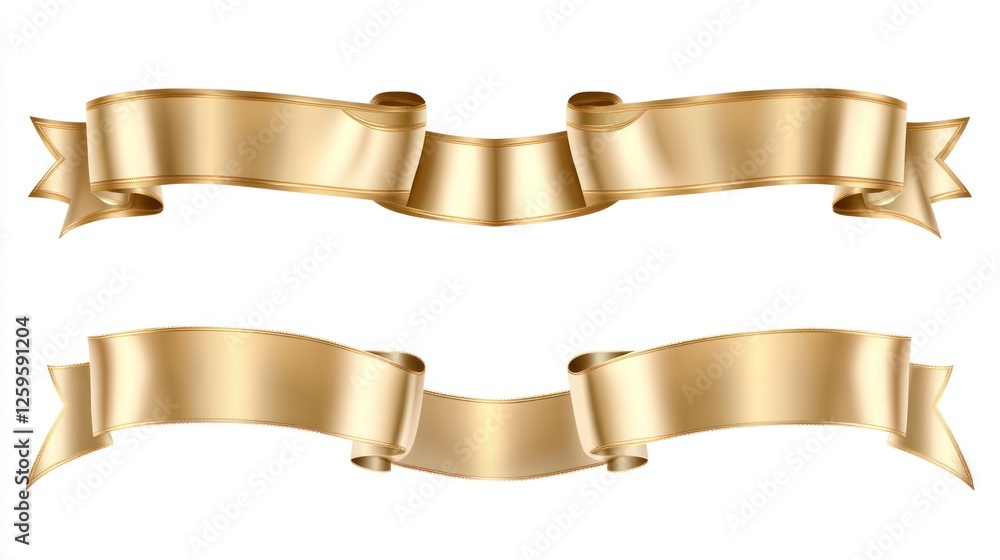 Gold decorative ribbons for design purposes. Gold decorative ribbons for design purposes.