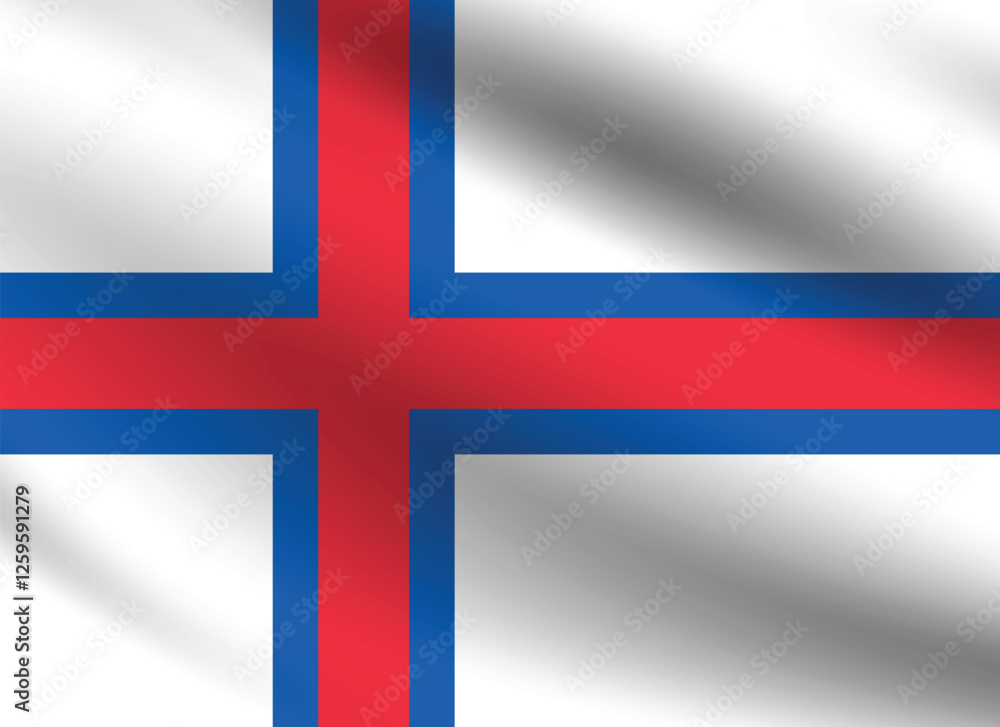 Obraz premium Flag of Faroe Islands. Faroe Islands flag official size and color standards digital vector illustration. Waving flag.