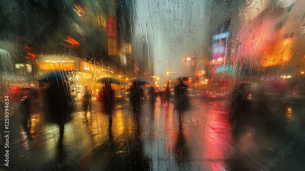 Rainy street photography, blurred urban lights, water droplet overlay, reflective surface textures, atmospheric evening tones, glowing bokeh elements, dramatic weather effects, minimalist city Rainy street photography, blurred urban lights, water droplet overlay, reflective surface textures, atmospheric evening tones, glowing bokeh elements, dramatic weather effects, minimalist city