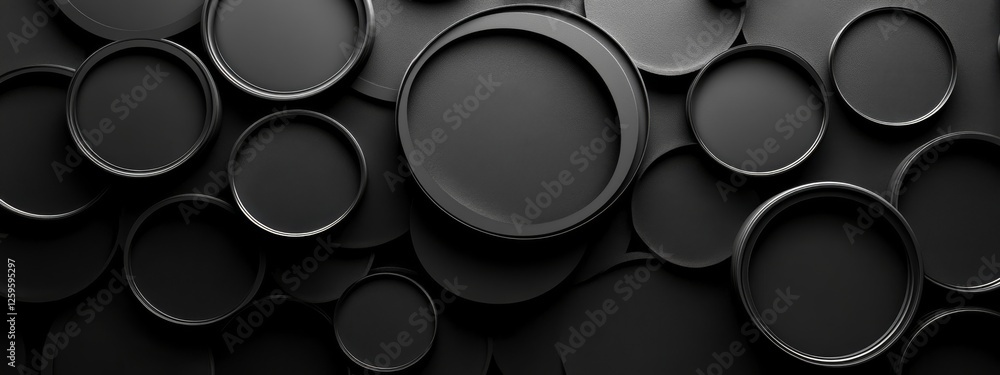 Photo of Black Background with Abstract Circles for Design, Featuring White Space in the Center for Text. Ideal for Banner Templates and Digital Projects. Minimalist Wallpaper. Photo of Black Background with Abstract Circles for Design, Featuring White Space in the Center for Text. Ideal for Banner Templates and Digital Projects. Minimalist Wallpaper.