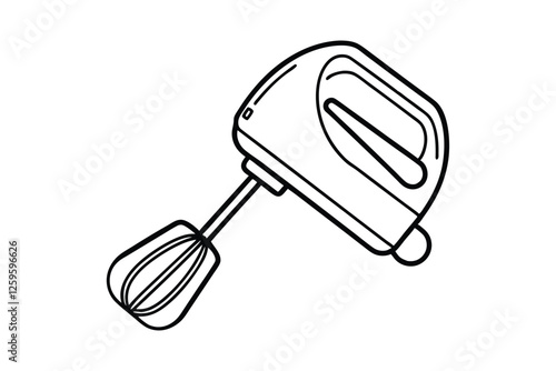 Line art of electric hand mixer vector art illustration.eps