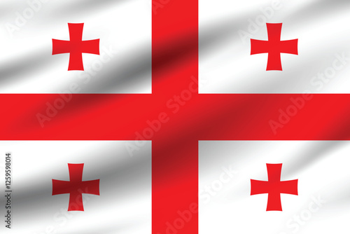 Flag of Georgia. Georgia flag official size and color standards digital vector illustration. Waving flag.