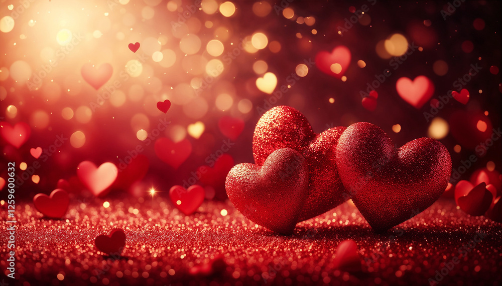 A beautiful collection of hearts in various sizes glowing, dreamy ambiance creates a warm and romantic atmosphere like Valentine’s Day, weddings, anniversaries, or any romantic occasion.