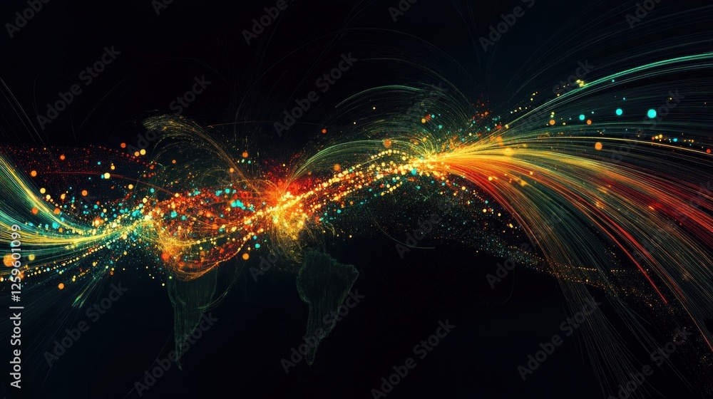 Obraz premium Global Connectivity: A Visual Representation of Data Flow and Networks
