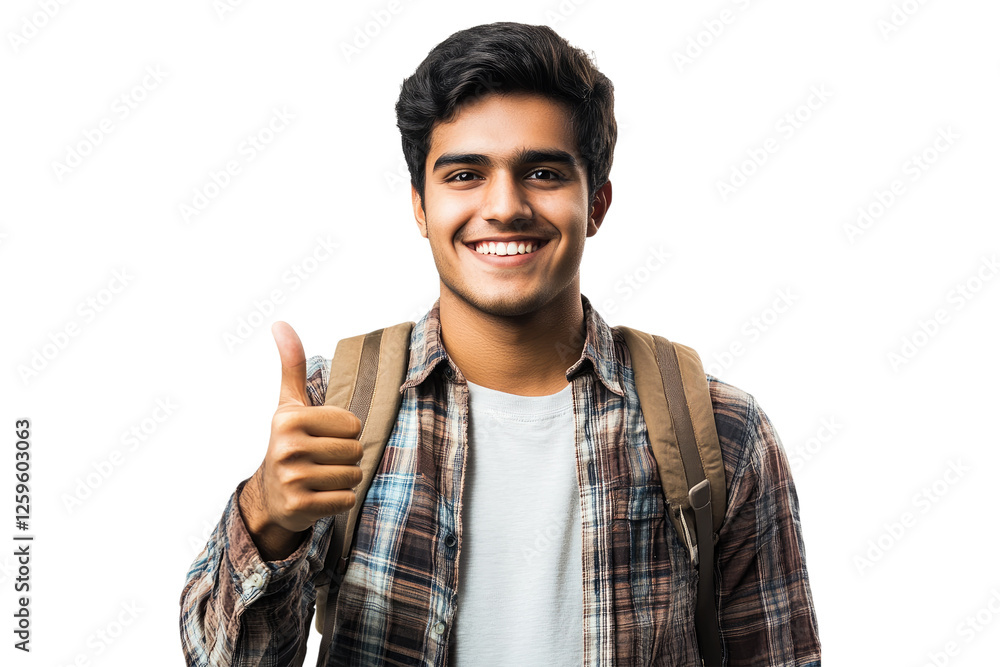 Smiling young man giving thumbs up isolated on white or transparent, PNG Smiling young man giving thumbs up isolated on white or transparent, PNG