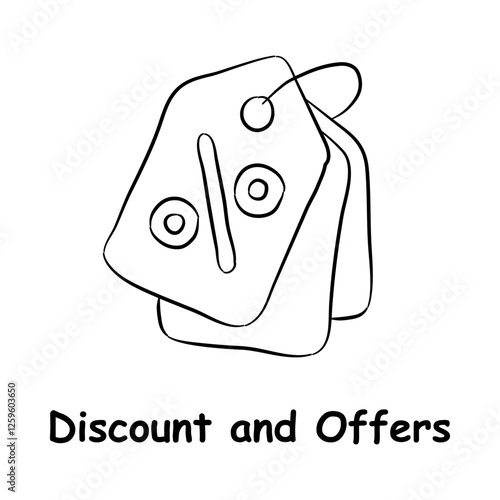 Discount and Offers Icon – Promotional Sales and Price Reductions - Hand Drawn Vector Icon