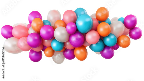 Colorful Playful Balloons in Various Sizes Scattered on Transparent Background, Ideal for Festive Designs and Celebrations
