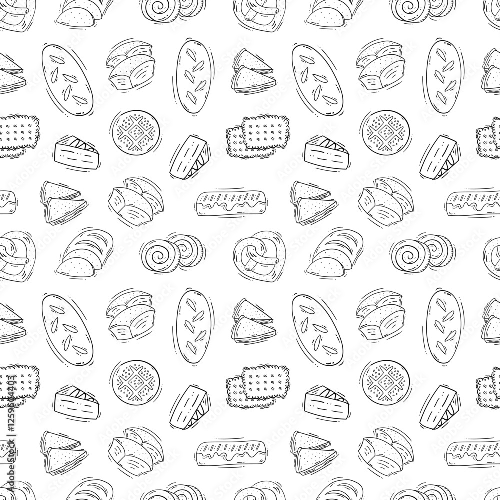 bread pattern. bakery seamless pattern. doodle bread seamless pattern. doodle bakery background bread pattern. bakery seamless pattern. doodle bread seamless pattern. doodle bakery background